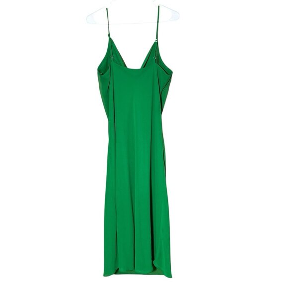 Tash + Sophie Cowl Chiffon Emerald Green Midi Dress With Straps L Holiday Party - Picture 5 of 8